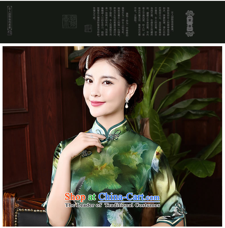 [Sau Kwun Tong] Bauhinia retro long Silk Cheongsam in the autumn of 2015, the cuff herbs extract qipao upscale mother replacing QZ4707 SUIT XXXL picture, prices, brand platters! The elections are supplied in the national character of distribution, so action, buy now enjoy more preferential! As soon as possible.