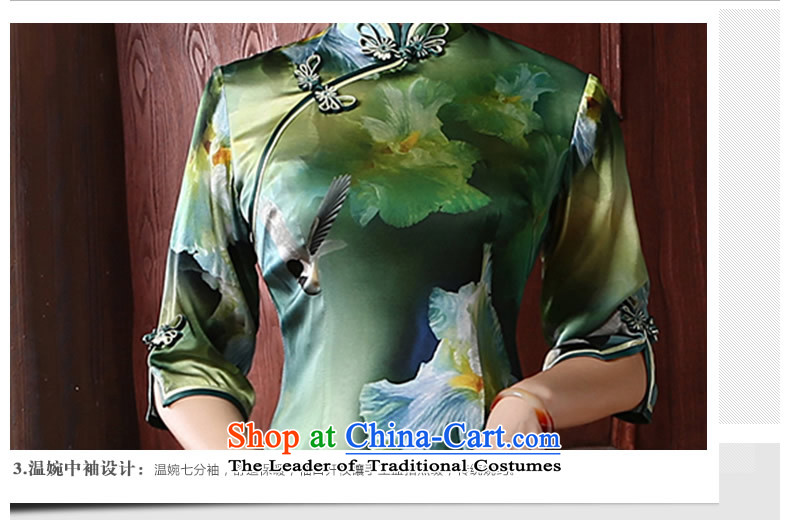 [Sau Kwun Tong] Bauhinia retro long Silk Cheongsam in the autumn of 2015, the cuff herbs extract qipao upscale mother replacing QZ4707 SUIT XXXL picture, prices, brand platters! The elections are supplied in the national character of distribution, so action, buy now enjoy more preferential! As soon as possible.