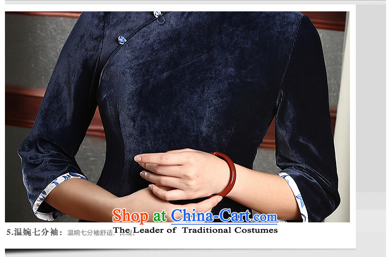 [Sau Kwun Tong] ancient fragrant 2015 new fall short-Women's clothes Chinese Ethnic Chinese shirt improved load TZ4740 mother Dark Blue M picture, prices, brand platters! The elections are supplied in the national character of distribution, so action, buy now enjoy more preferential! As soon as possible.
