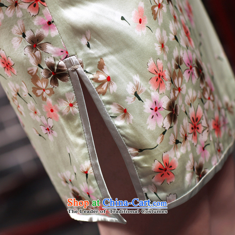 The Butterfly Lovers 2015 Summer new heavyweight herbs extract Silk Cheongsam retro improved cheongsam dress 47019 aquamarine , L, Butterfly Lovers , , , shopping on the Internet