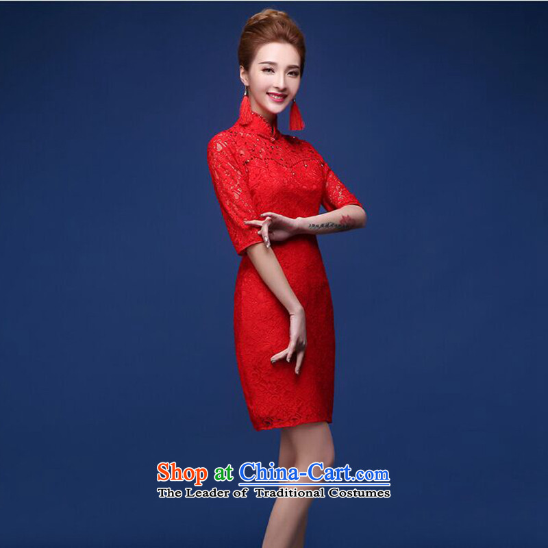 7 7 color tone 2015 new marriages cheongsam red crowsfoot improved Sau San wedding dresses Q005 bows red short of 2 feet 1 M waist 7 7 Color Tone , , , shopping on the Internet