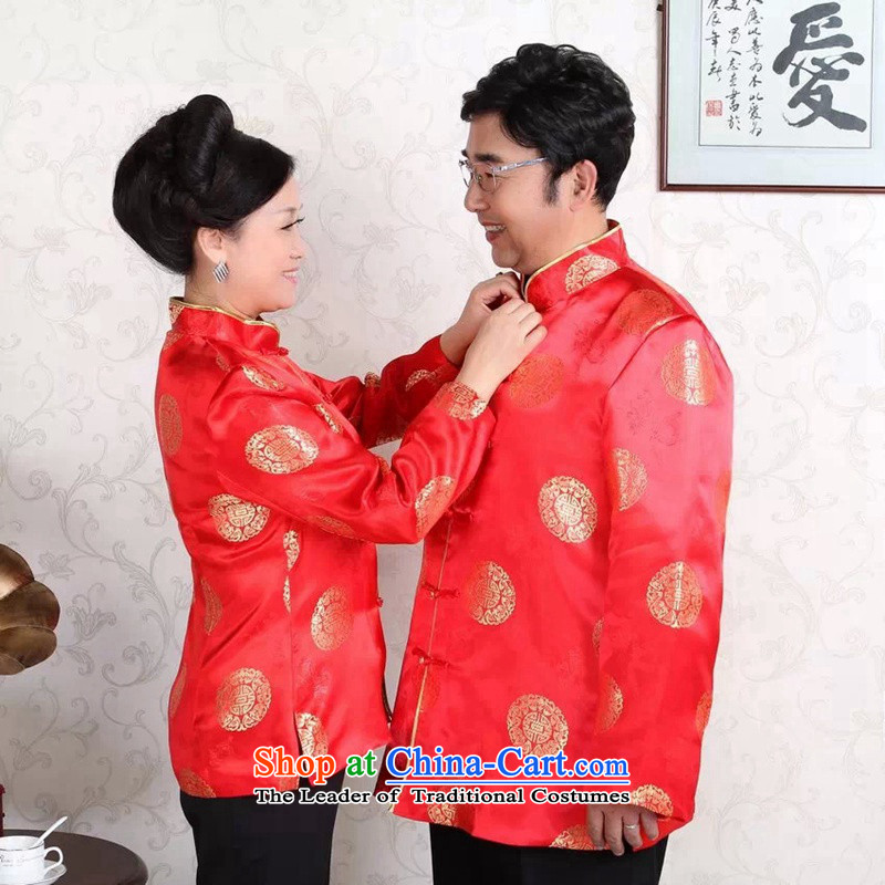 The spring of the older men and women's clothes Mock-neck carpets mom and dad couples happy life too Tang Dynasty New Year Service Women Tang clamp unit of the Red women 3XL, Joram poem card , , , shopping on the Internet