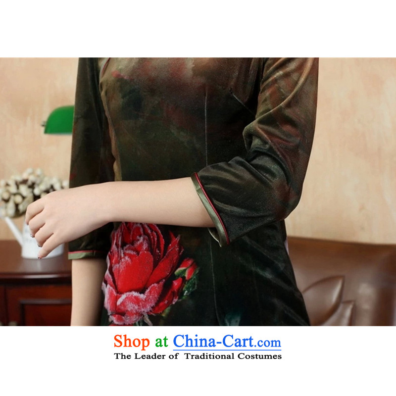 The Syrians poem card women's high 2015 gold velour hand-painted a stamp for Sau San in cuff color 2XL, TD0002 qipao Picture Card Joram Poetry , , , shopping on the Internet