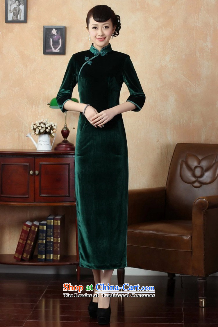 The Syrians Poem for elegant card female handmade solid color and the Stretch Wool seven gold sleeve length cheongsam green S picture, prices, brand platters! The elections are supplied in the national character of distribution, so action, buy now enjoy more preferential! As soon as possible.