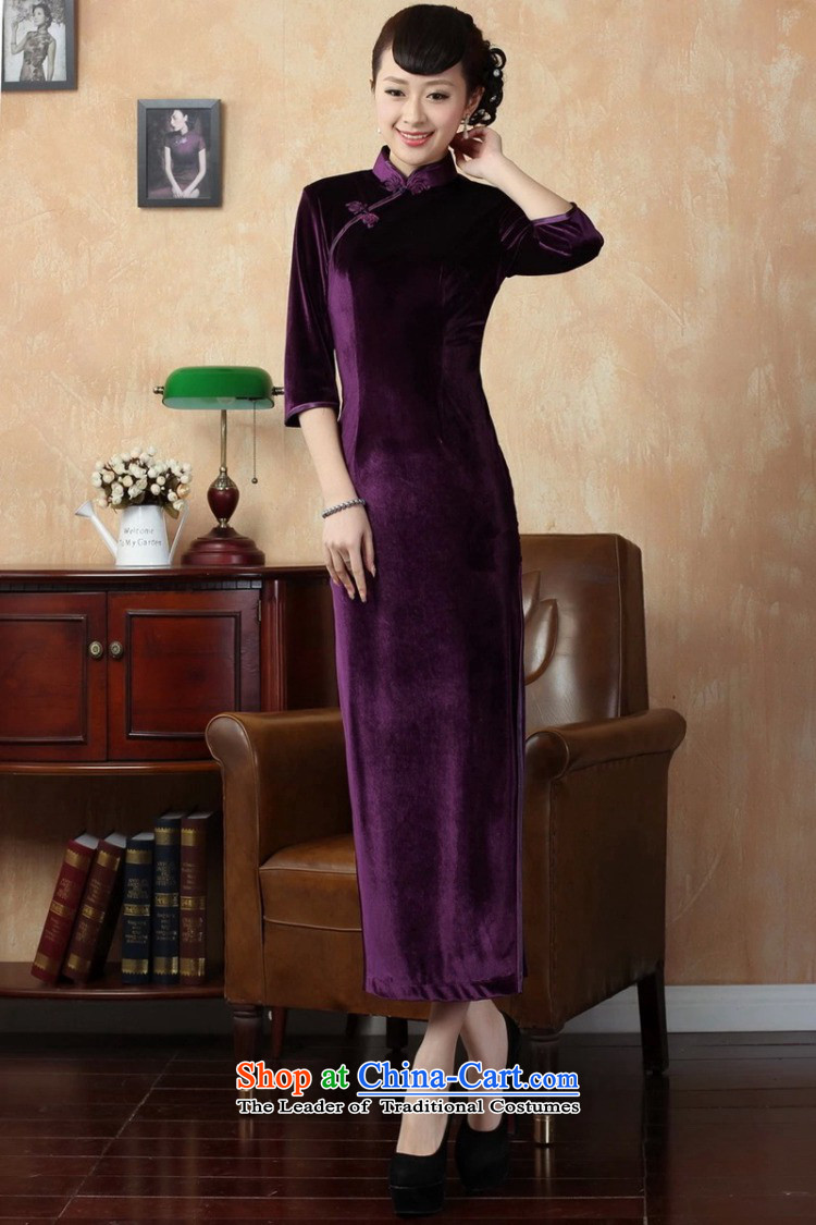 The Syrians Poem for elegant card female plain and handcrafted bright superior Stretch Wool elegant seven gold sleeve length cheongsam purple XL Photo, prices, brand platters! The elections are supplied in the national character of distribution, so action, buy now enjoy more preferential! As soon as possible.