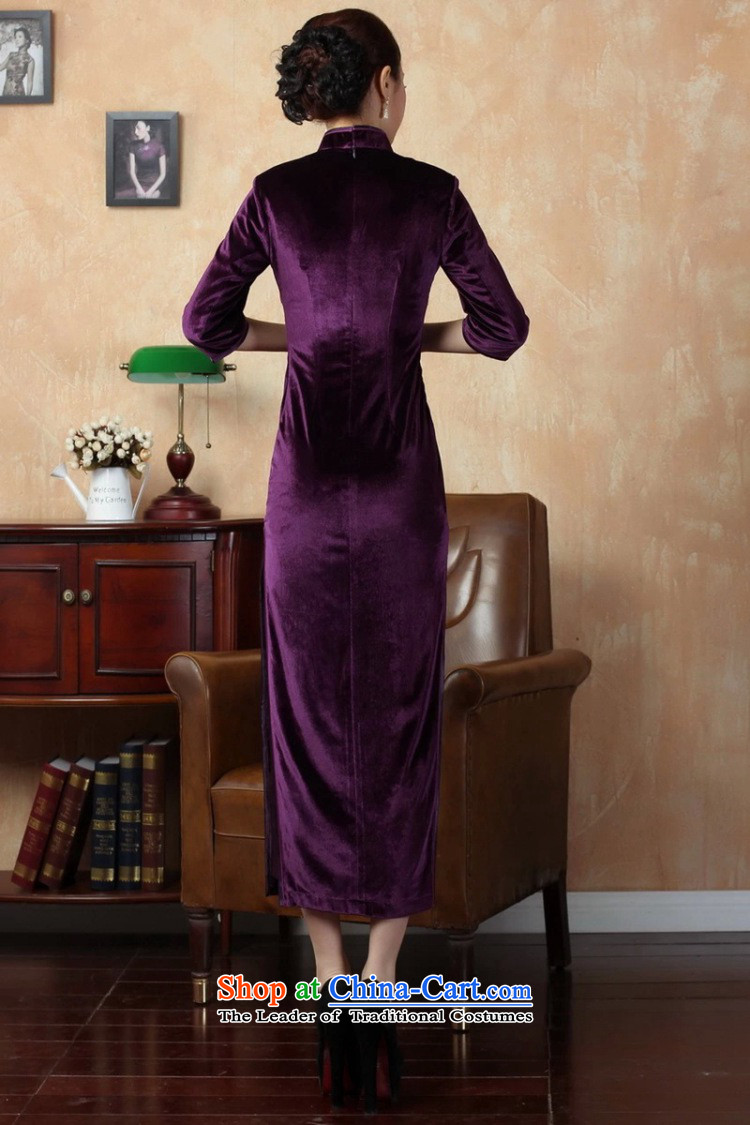 The Syrians Poem for elegant card female plain and handcrafted bright superior Stretch Wool elegant seven gold sleeve length cheongsam purple XL Photo, prices, brand platters! The elections are supplied in the national character of distribution, so action, buy now enjoy more preferential! As soon as possible.