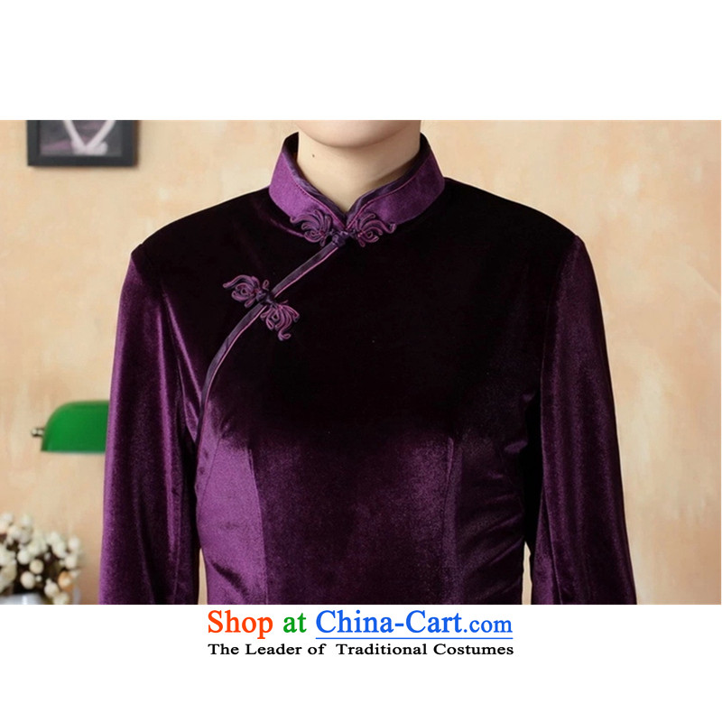 The Syrians Poem for elegant card female plain and handcrafted bright superior Stretch Wool elegant seven gold sleeve length cheongsam purple XL, Card Joram Poetry , , , shopping on the Internet