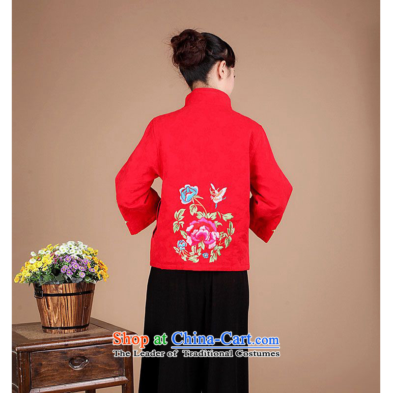 The 2014 autumn forest narcissus loaded on a new cotton jacquard Tang dynasty embroidery peony mother blouses FGR-A1301 XXL, red forest Narcissus (senlinshuixian) , , , shopping on the Internet