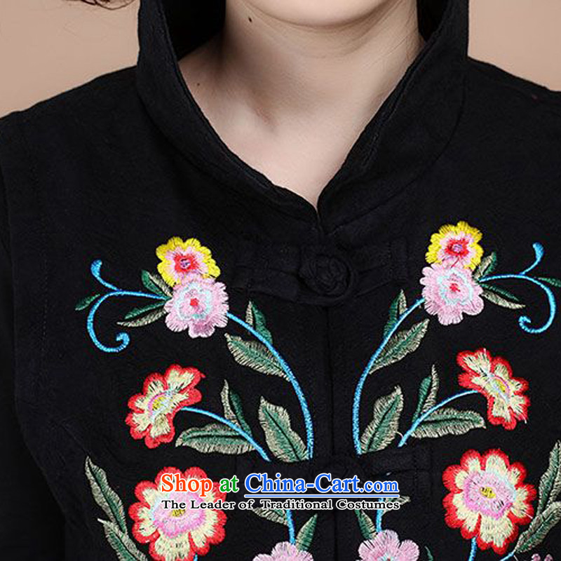 The 2014 autumn forest narcissus loaded on a new cotton jacquard collar retro Tang dynasty embroidery cheongsam vest Fgr-a086 XXL, Black Forest Narcissus (senlinshuixian) , , , shopping on the Internet