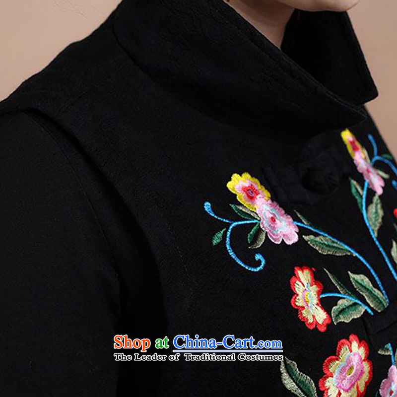 The 2014 autumn forest narcissus loaded on a new cotton jacquard collar retro Tang dynasty embroidery cheongsam vest Fgr-a086 XXL, Black Forest Narcissus (senlinshuixian) , , , shopping on the Internet