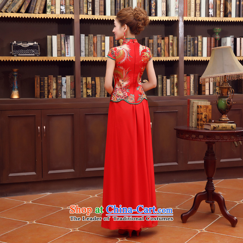 Rain-sang yi 2015 new marriages qipao bows to split Kit Chinese qipao gown stylish improved QP489 red short-sleeved tailored, rain-sang Yi shopping on the Internet has been pressed.