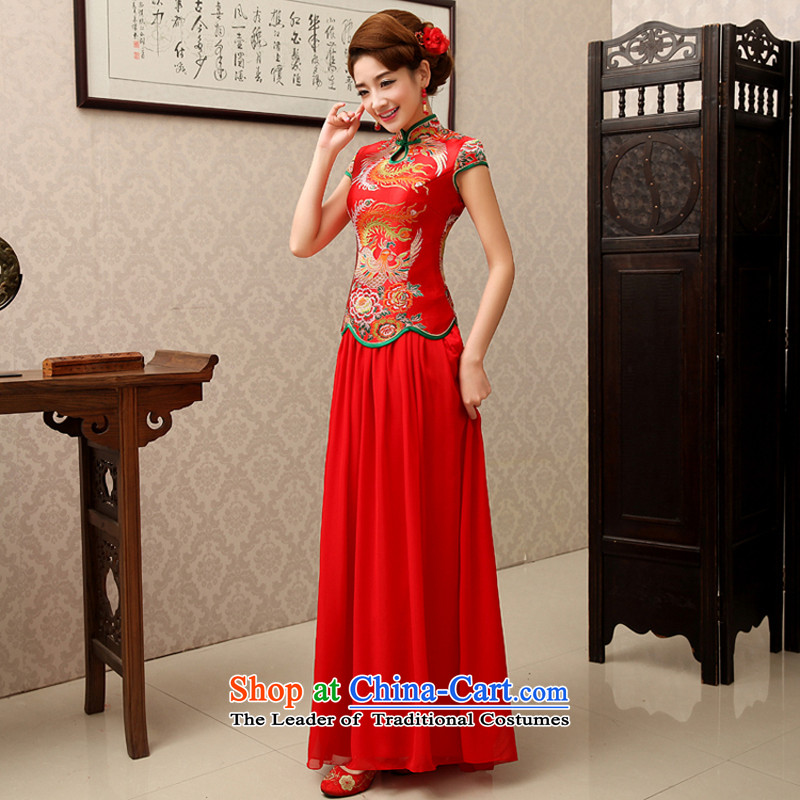 Rain-sang yi 2015 new marriages qipao bows to split Kit Chinese qipao gown stylish improved QP489 red short-sleeved tailored, rain-sang Yi shopping on the Internet has been pressed.