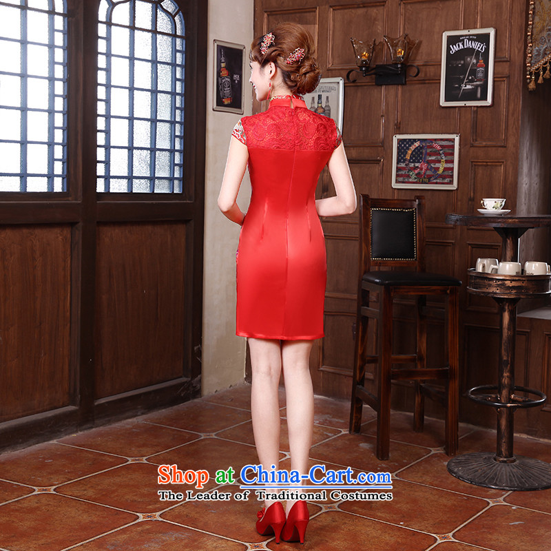 Rain-sang yi 2015 new marriage bride bows services and sexy lace Phoenix short skirts QP563 qipao gown small improvement red tailored, rain-sang Yi shopping on the Internet has been pressed.