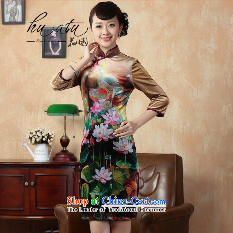 It new fall for women cheongsam Tang Dynasty Stretch Wool poster stylish Kim in short-sleeved qipao?9 color?S
