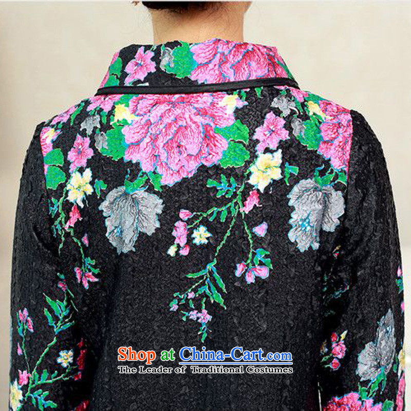 Forest Narcissus 2015 autumn on the elderly in the stylish long special creases Wah Kwai floral silk Tang dynasty XYY-1288 XXL, Black Forest Narcissus (senlinshuixian) , , , shopping on the Internet