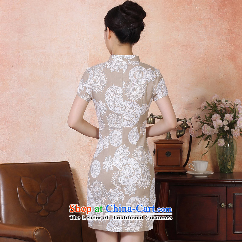 The aristocratic oriental light summer of Qipao 2015 counters genuine embroidery cotton linen dresses short-the forklift truck saika Sau San cheongsam dress 424184 m White S, oriental aristocratic shopping on the Internet has been pressed.
