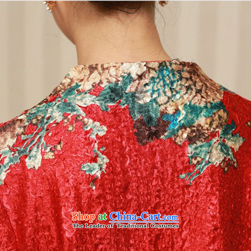 Forest Narcissus 2015 autumn on the elderly in the stylish medium to long term, silk single row detained round-neck collar Tang dynasty of the forklift truck long-sleeved XYY-8330 red XL, Forest Narcissus (senlinshuixian) , , , shopping on the Internet