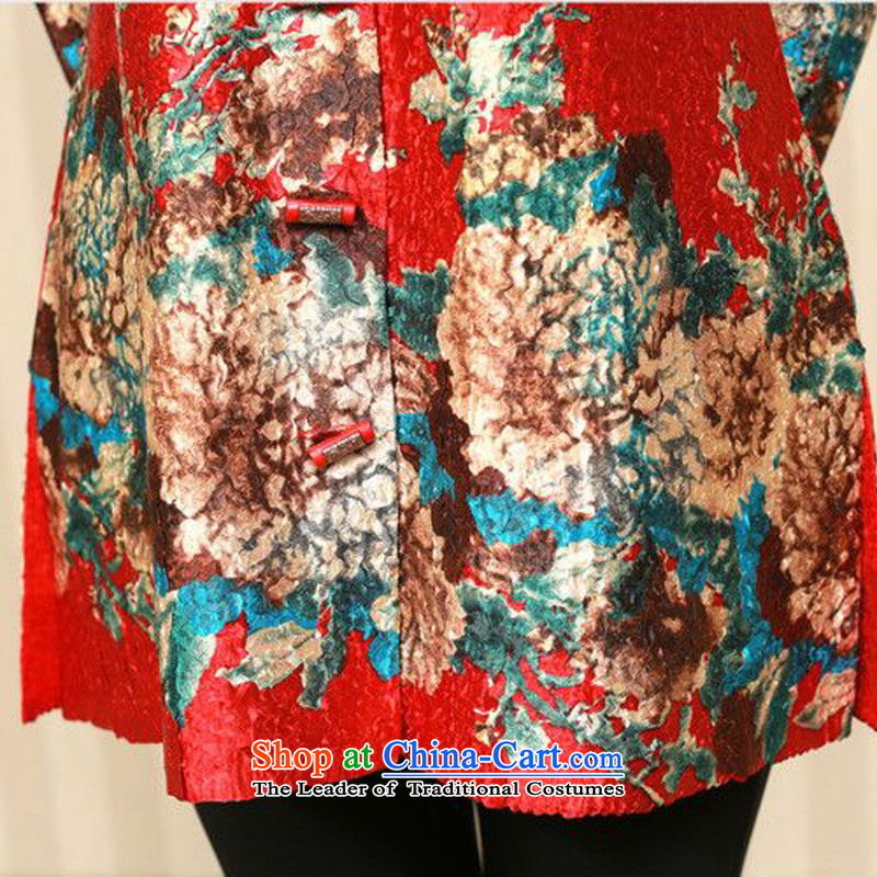 Forest Narcissus 2015 autumn on the elderly in the stylish medium to long term, silk single row detained round-neck collar Tang dynasty of the forklift truck long-sleeved XYY-8330 red XL, Forest Narcissus (senlinshuixian) , , , shopping on the Internet