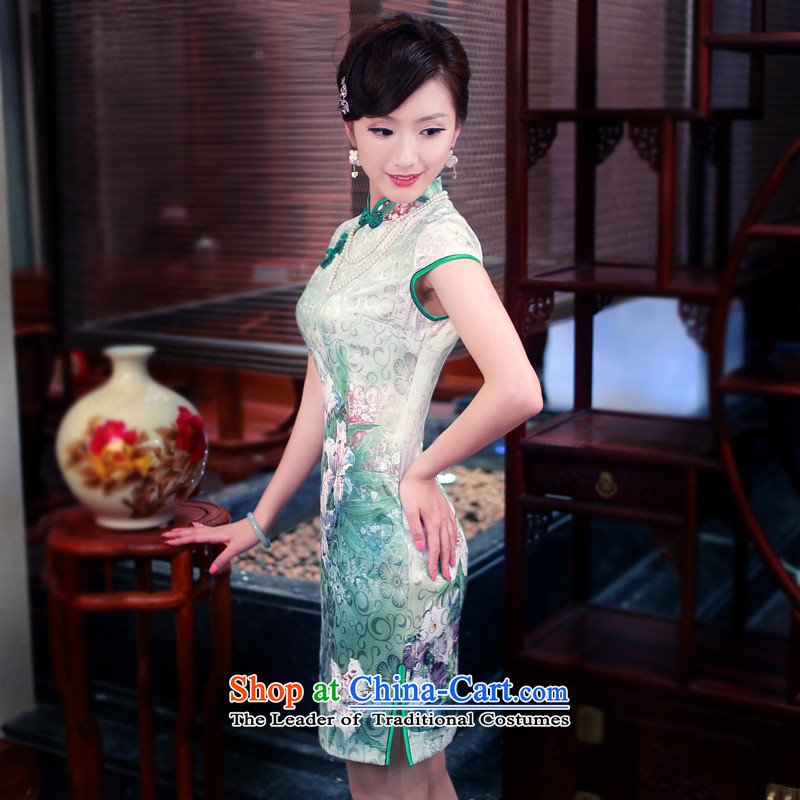 After a day of wind spring and summer 2015 new high-end qipao improved retro-to-day Leisure cheongsam dress casual 4013 White L, recreation wind shopping on the Internet has been pressed.