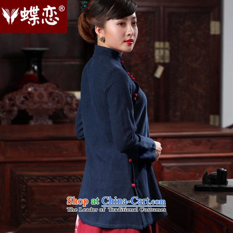 The Butterfly Lovers autumn 2015 new for women Ms. linen china wind Tang blouses cotton linen clothes 48021 improved qipao navy S, Butterfly Lovers , , , shopping on the Internet