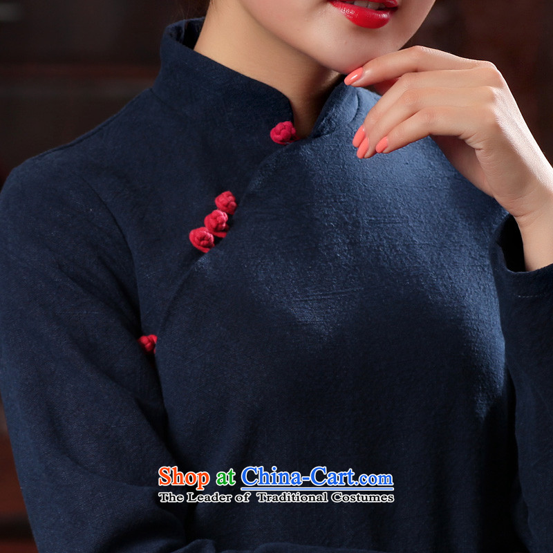 The Butterfly Lovers autumn 2015 new for women Ms. linen china wind Tang blouses cotton linen clothes 48021 improved qipao navy S, Butterfly Lovers , , , shopping on the Internet