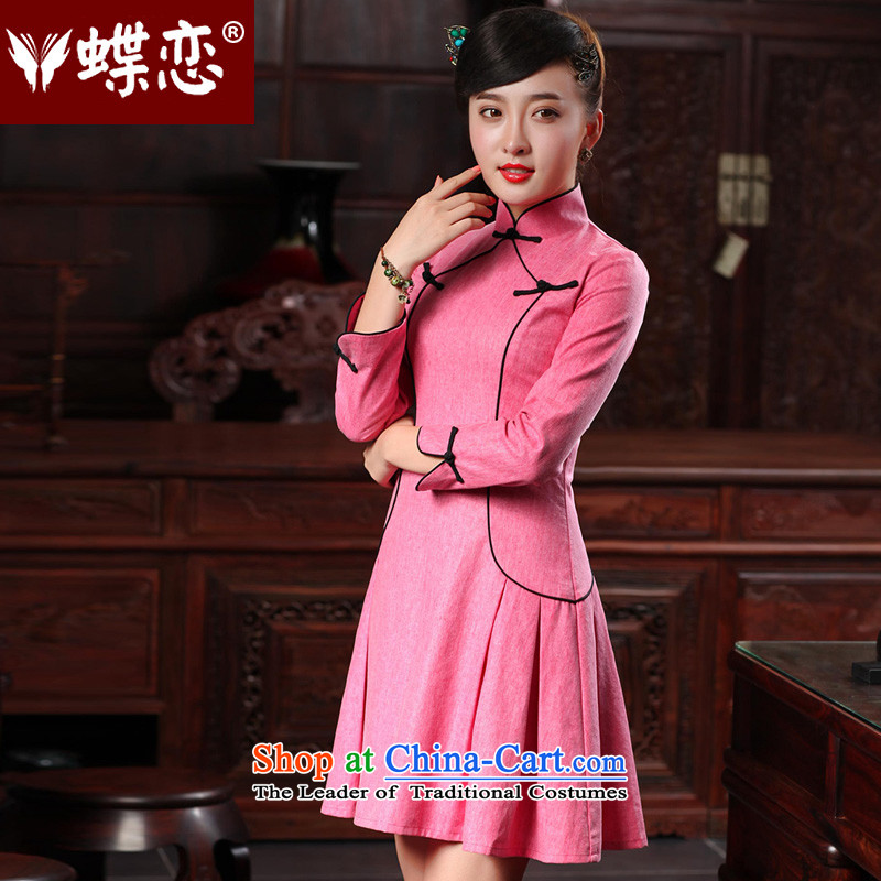 Butterfly Lovers 2015 Autumn new bridesmaid dresses QIPAO) Improved stylish cheongsam dress often short of flag 48020 temperament peach S, Butterfly Lovers , , , shopping on the Internet