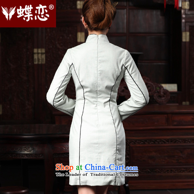 Butterfly Lovers 2015 Autumn New) cheongsam dress retro style cheongsam dress daily improved Sau San qipao was 48,010 silver gray XXL, Butterfly Lovers , , , shopping on the Internet
