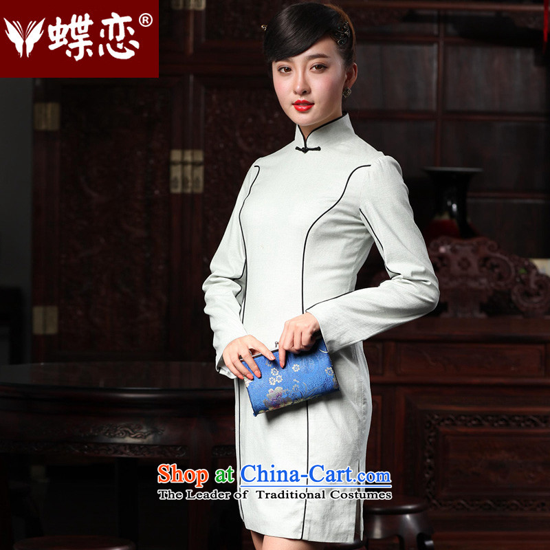 Butterfly Lovers 2015 Autumn New) cheongsam dress retro style cheongsam dress daily improved Sau San qipao was 48,010 silver gray XXL, Butterfly Lovers , , , shopping on the Internet