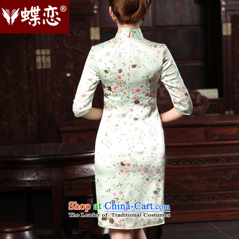 Butterfly Lovers autumn 2015 replacing stylish improved herbs extract cheongsam dress Sau San retro long Silk Cheongsam Dianthus flowers M Butterfly Lovers , , , shopping on the Internet
