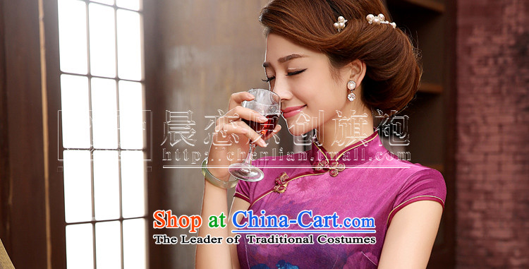 Morning spring and autumn 2014 new land Stylish retro short-sleeved short improvement) scouring pads in the reusable cuffs cheongsam dress even two-color blue 155/S picture, prices, brand platters! The elections are supplied in the national character of distribution, so action, buy now enjoy more preferential! As soon as possible.
