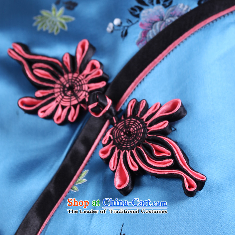 After a day of wind spring and summer 2015, new luxury high-end style qipao classic traditional short-sleeved blue M, 4017 4017 qipao ruyi wind shopping on the Internet has been pressed.
