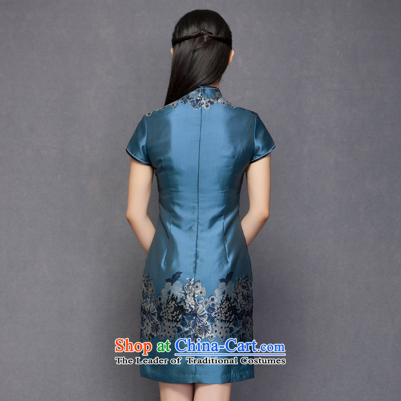 Spring skirt the qipao really wood spring 2015 new positioning, improvement of qipao spend a short skirt 11509 10 blue , L, Wood , , , the true online shopping