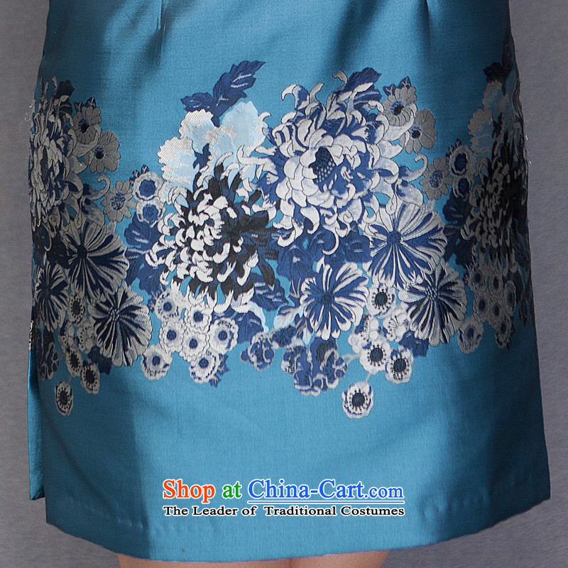 Spring skirt the qipao really wood spring 2015 new positioning, improvement of qipao spend a short skirt 11509 10 blue , L, Wood , , , the true online shopping