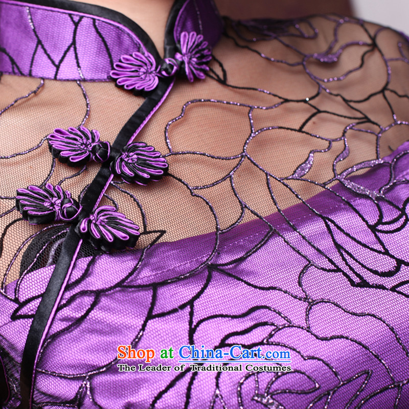 After the elections as soon as possible the 2014 Summer wind new improved Lace Embroidery manually upscale bridal dresses qipao 0092 0092 Purple Rose XXL, ruyi wind shopping on the Internet has been pressed.