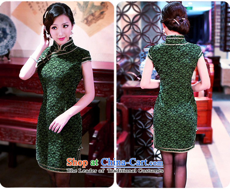 After a 2014 autumn wind new stylish retro QIPAO) Improved Ms. short-sleeved warm cheongsam dress 3095 3095 Green XXL picture, prices, brand platters! The elections are supplied in the national character of distribution, so action, buy now enjoy more preferential! As soon as possible.