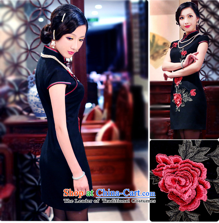 After a day of wind load autumn and winter 2015 New Stylish retro-thick Ms. Mudan short skirts QIPAO) 3060 3060 Black XL Photo, prices, brand platters! The elections are supplied in the national character of distribution, so action, buy now enjoy more preferential! As soon as possible.