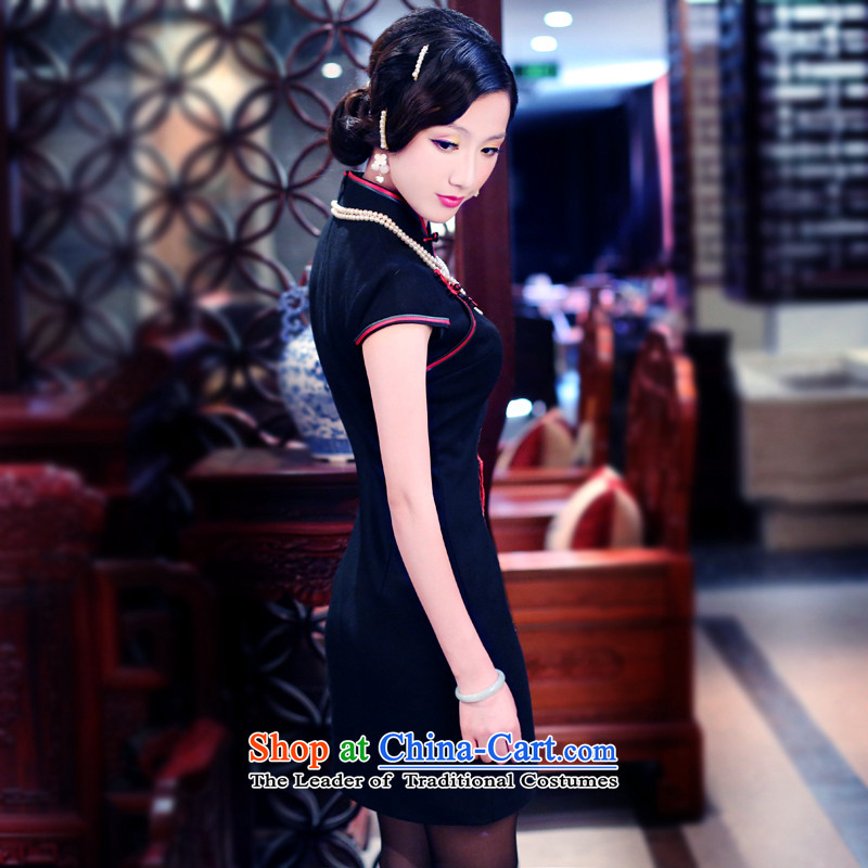 After a day of wind load autumn and winter 2015 New Stylish retro-thick Ms. Mudan short skirts QIPAO) 3060 3060 Black XL, recreation wind shopping on the Internet has been pressed.