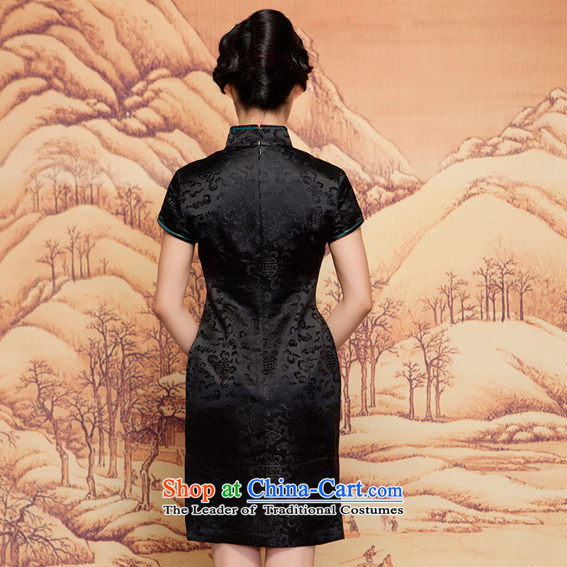 Wood in spring and summer of 2015 really new embroidered short of Sau San qipao winter dresses 22131 01 black wood really a , , , M shopping on the Internet