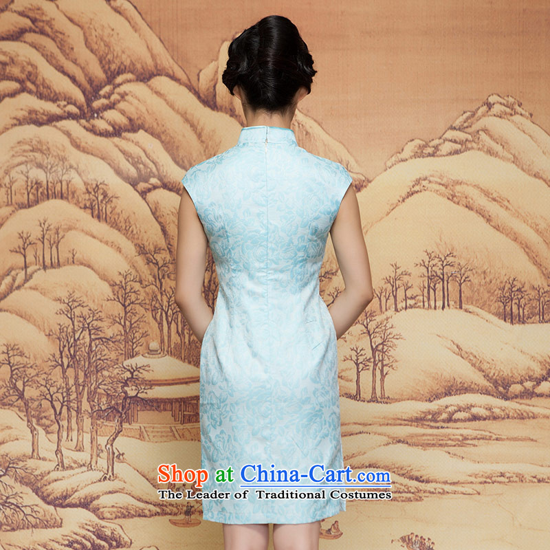 Wooden spring of 2015 really new short winter cheongsam dress 32392 11 light blue wooden really a , , , XXL, shopping on the Internet
