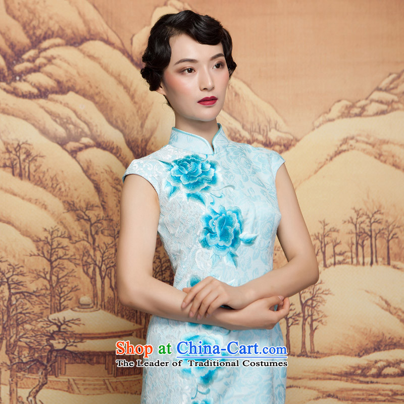 Wooden spring of 2015 really new short winter cheongsam dress 32392 11 light blue wooden really a , , , XXL, shopping on the Internet