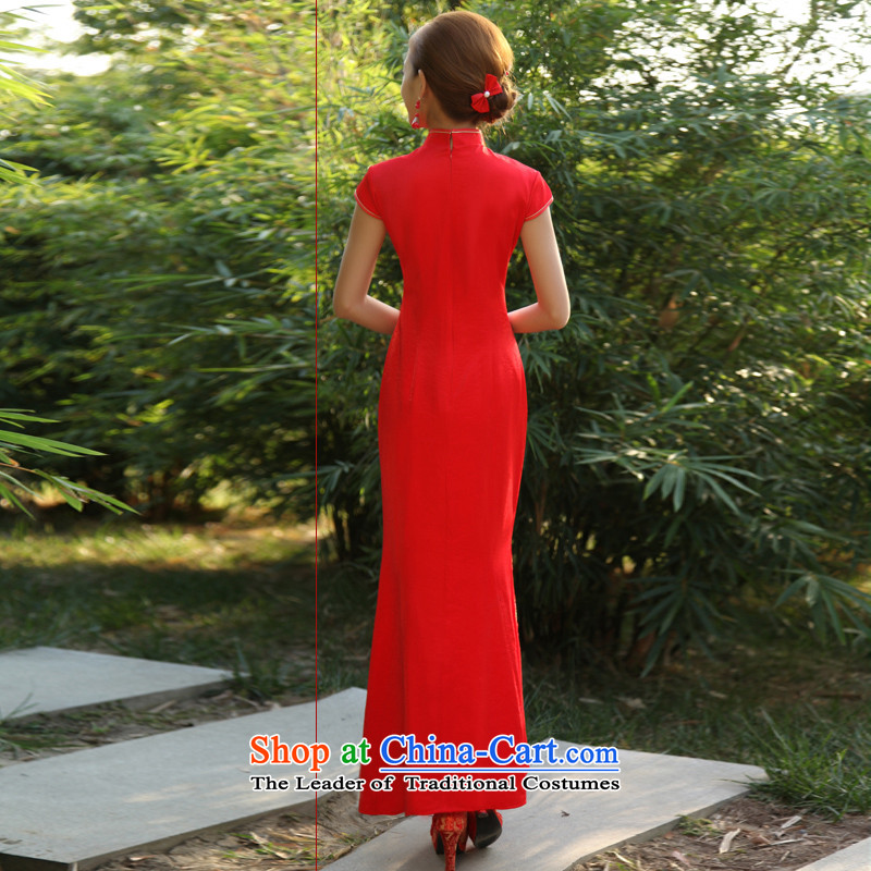 The early marriages improvement spread cheongsam dress 2015 new long qipao retro crowsfoot long red XXL, qipao early man , , , shopping on the Internet