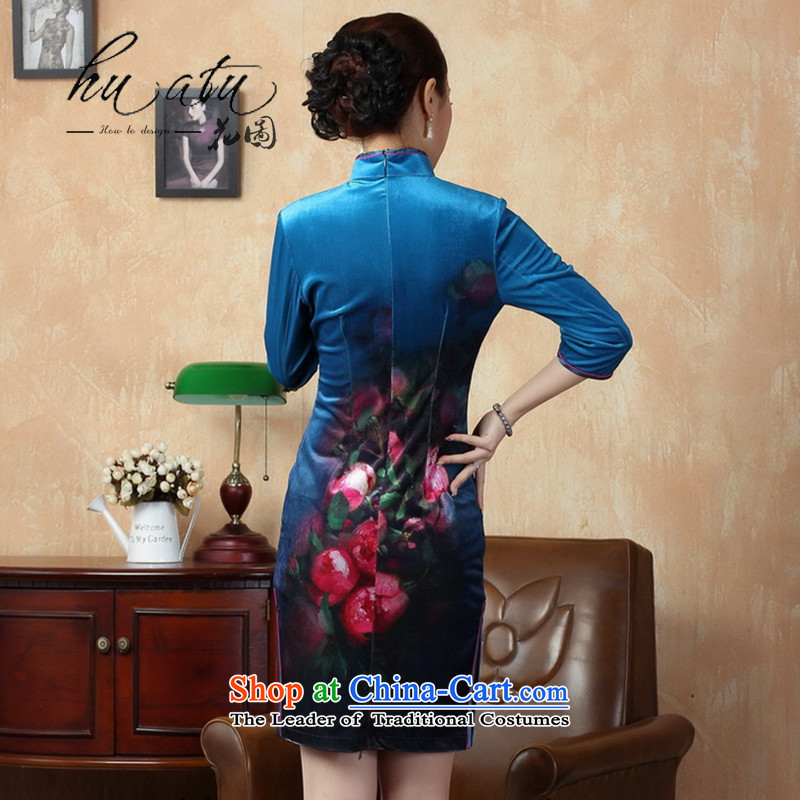 It fall inside the new cheongsam Tang dynasty women's Mock-neck Stretch Wool poster retro Kim improvement short-sleeved qipao 2XL, 4 floral shopping on the Internet has been pressed.