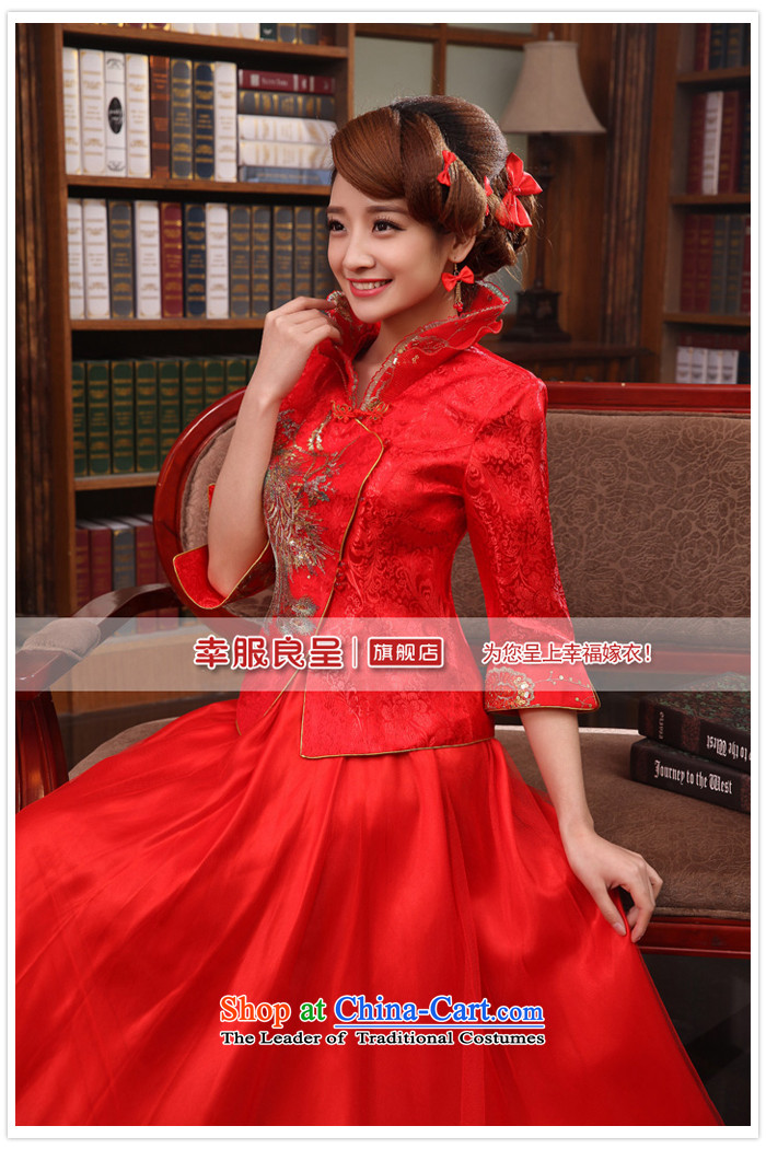 The privilege of serving-leung 2015 new red autumn and winter bride replacing wedding dress Chinese-style qipao bows serving a nine-sleeve length dress M picture, prices, brand platters! The elections are supplied in the national character of distribution, so action, buy now enjoy more preferential! As soon as possible.