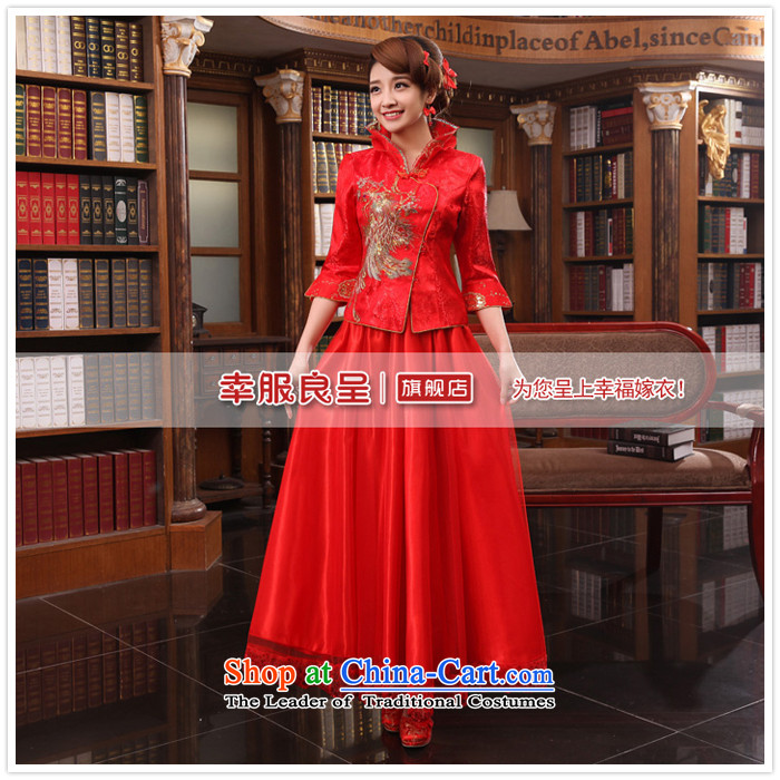 The privilege of serving-leung 2015 new red autumn and winter bride replacing wedding dress Chinese-style qipao bows serving a nine-sleeve length dress M picture, prices, brand platters! The elections are supplied in the national character of distribution, so action, buy now enjoy more preferential! As soon as possible.
