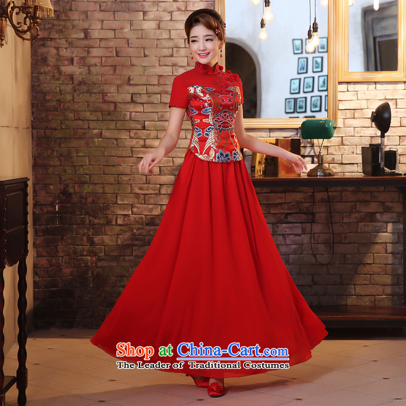 The HIV qipao 2015 new marriages long red bows to Lace Embroidery retro improved Chinese Dress Q0028 RED XL, HIV Miele shopping on the Internet has been pressed.