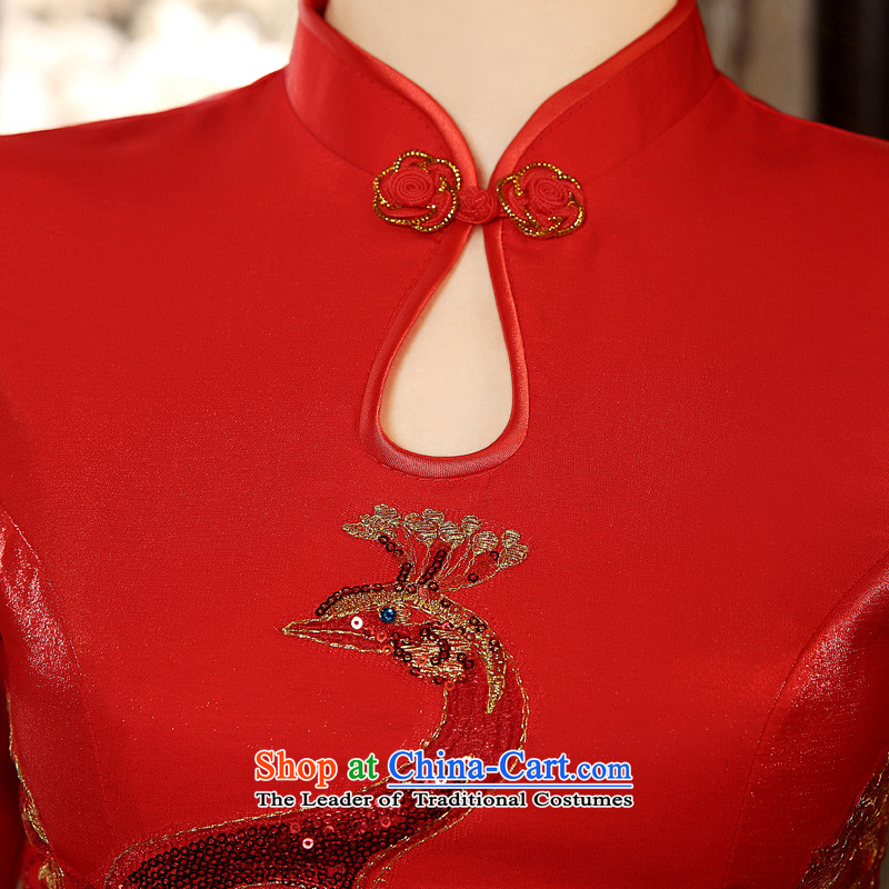 The privilege of serving-leung 2015 new autumn and winter red bride Wedding Dress Short of Chinese Antique bows services in the cuff, M, qipao tailoring the honor of serving-leung , , , shopping on the Internet