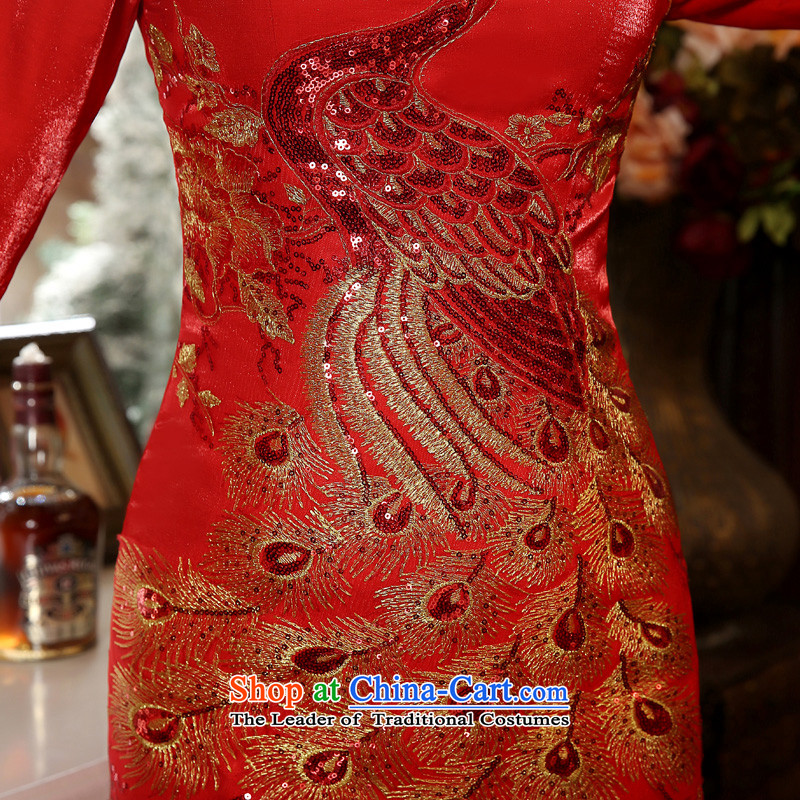 The privilege of serving-leung 2015 new autumn and winter red bride Wedding Dress Short of Chinese Antique bows services in the cuff, M, qipao tailoring the honor of serving-leung , , , shopping on the Internet
