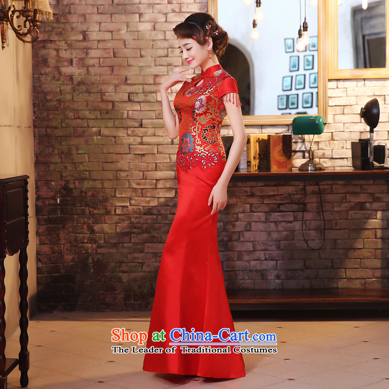 The HIV qipao 2015 new marriages long crowsfoot red retro improvement services bows lace Chinese Dress Q0029 RED S, HIV Miele shopping on the Internet has been pressed.