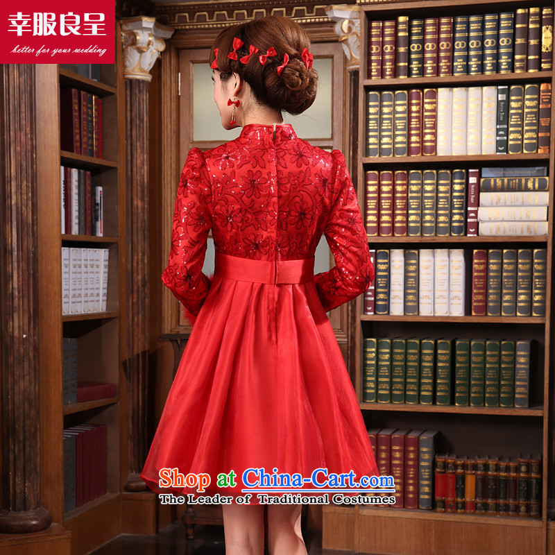 The privilege of serving-leung 2015 Fall/Winter Collections new bride Wedding Dress Short of qipao bows to Red Top Loin of pregnant women, XL, a service winter-leung , , , shopping on the Internet