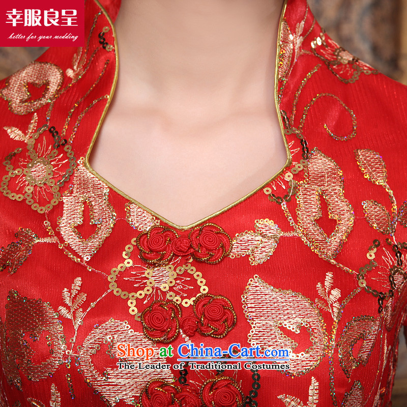 The privilege of serving-leung 2015 new bride with a drink in the Autumn Chinese red short of services for pregnant women in the wedding dress qipao cuff) M honor services-leung , , , shopping on the Internet